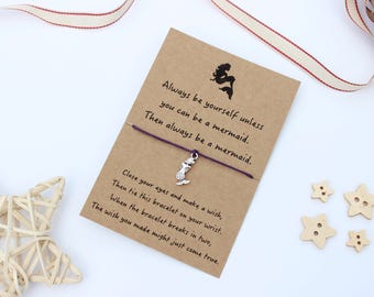 Mermaid Wish Bracelet, Wish Bracelet, Mermaid Charm Bracelet, Mermaid Jewellery, Mermaid Gift, Charm Bracelet, Cord Bracelet