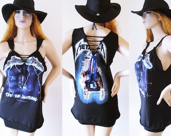Metallica Deep V cut up tank Top S-XL band tee