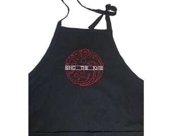 BEND THE KNEE Targaryen Game Of Thrones Embroidered Apron