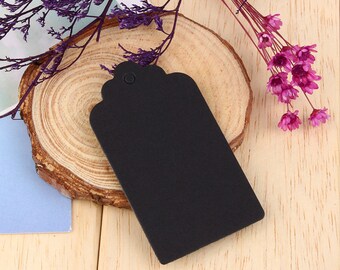 50 Black/White Scalloped paper tags, price tags, gift tags