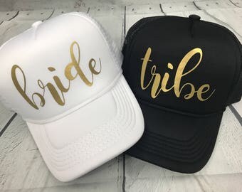 Bride Squad Hats / Bride Tribe Hats / Bachelorette Party / Bridal Party / Bride to Be / Bridemaids / Bridemaids Gifts