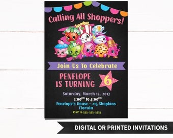 Shopkins Invitation, Shopkins Birthday Invitation, Shopkins Birthday, Girl Birthday Invitation, Birthday Invitation, Girl Invitations, 60