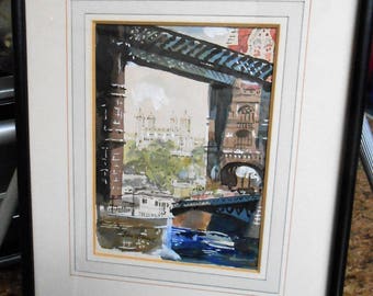 Original water color of London Bridge by John V. Emms