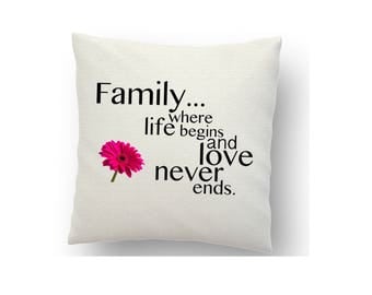 Personalised family cushion cover, printed cushion cover, sublimation ink and a heat press