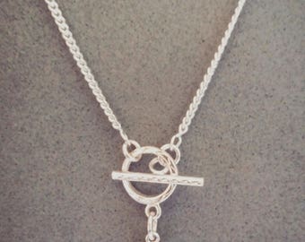 sterling silver toggle clasp heart necklace