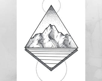 Mountain art | Etsy
