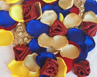 Beauty & The Beast Satin Rose Petals Red Roses Handmade Satin Decoration Disney Wedding Theme Party Decor Aisle Runner Decor Fabric Flower