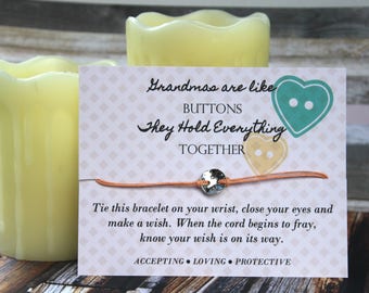 Grandmas Are Like Buttons Wish Bracelet, Grandma Bracelet, Wish Upon Your Wrist, Gifts for Grandma, Grandma Jewelry