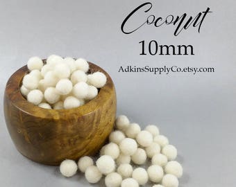 White Felt Balls - 1 cm Wool Felt Balls - 10 mm Wool Felt Balls - Craft Supply Balls - Handmade Felt Balls - Wool Pom Pom