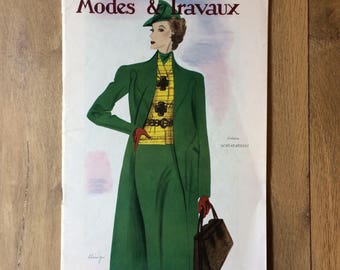 1930's French Fashion Magazine Modes & Travaux with Sewing Pattern