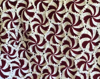 peppermint afghan, crochet peppermint blanket, christmas afghan, christmas gift, gift for mom, christmas blanket, peppermint decor
