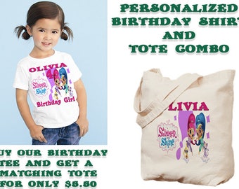 Shimmer and Shine Birthday Shirt, Personalized T-shirt, Family Shirts, Birthday Party Shirt, Birthday Outfit, Party Decorations