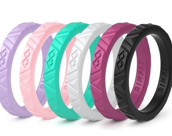 Silicone Stackable Ring For Women- 6 Rings Set- Thin Wedding rubber bands