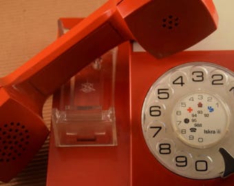 1970s - Vintage red Yugoslavian rotary phone