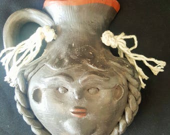 Ceramic Face Sculpture, Wall Hanging, House Decor, Handmade. Artesanía Paraguaya