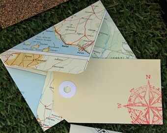 Vintage map envelope and card set
