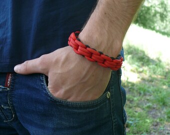 Red string bracelet braided paracord survival bracelet for men colourful boys red accessories dark red cord bracelet for guy