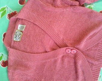 70's Bolero cropped length rose colored cardigan