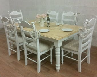 Beautiful shabby chic 6ft table and chairs