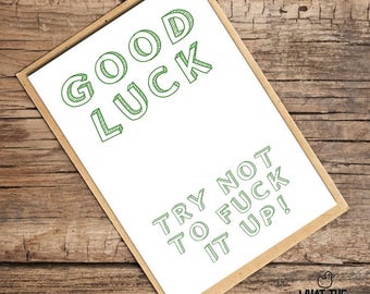 Good Luck Cards Funny Cat Good Luck Printable Cards Make It