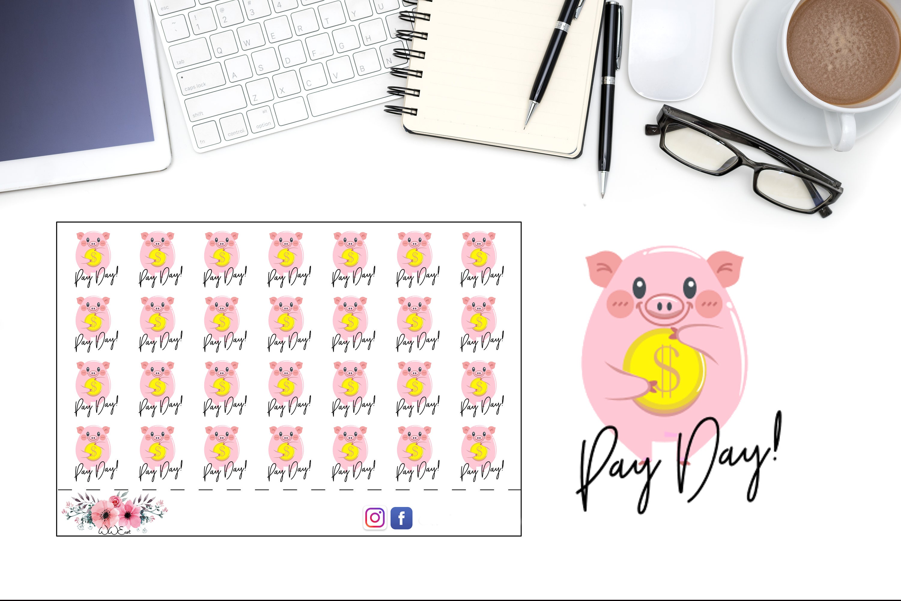 Pay day Sticker Piggy Bank Planner Sticker Payday Sticker