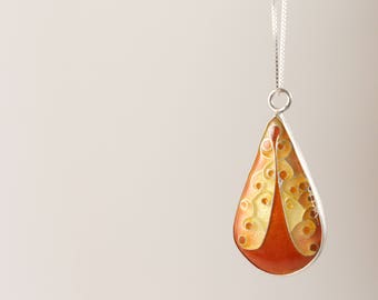 Cloisonné and sterling silver teardrop necklace