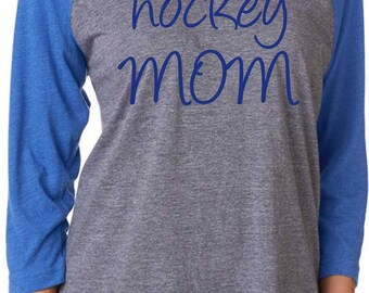 Hockey Mom Shirt . Womens Hockey Tee - loose, 3/4 sleeve , soft, cute, unisex tee . - XXXL, XXL, XL, Large, Medium, Small
