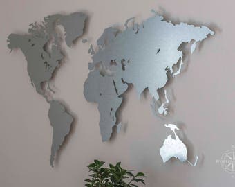 Map of the world made of galvanized steel (magnetic)