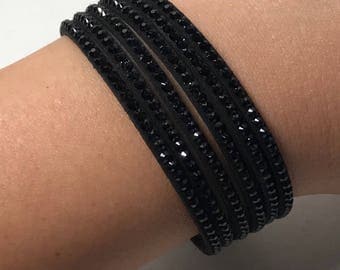 Velvet wrap bracelet rhinestone wristband