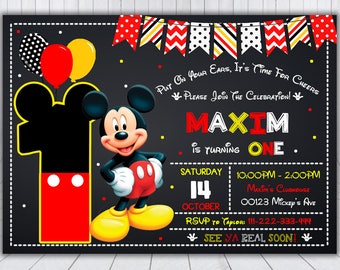 Mickey Mouse Invitation - Mickey Mouse Invite - Mickey Mouse Birthday Invitation