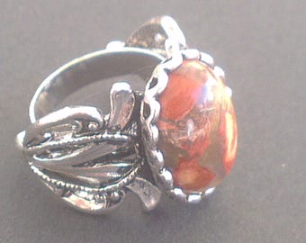 Natural Jasper on modern art ring