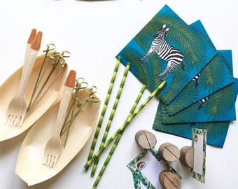 service de table tropical pailles bambou