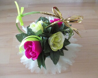 round, fuchsia and lime green