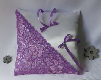 Purple lace ring bearer pillow