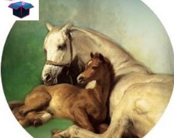 1 glass cabochon 16 mm for loop or ring horse