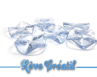 5pcs Grandes Perles Feuille 35mm x 7mm en Acrylique Bleu Ciel