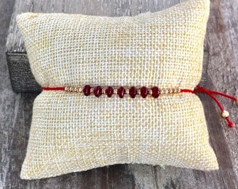 14k yellow gold and Rubies beaded necklace