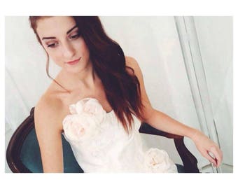 Hand painted ivory silk wedding dress
