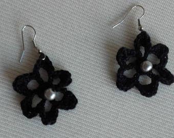Black cotton with Pearl Earrings