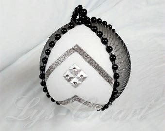 Ball 10 cm for Christmas tree, black and white