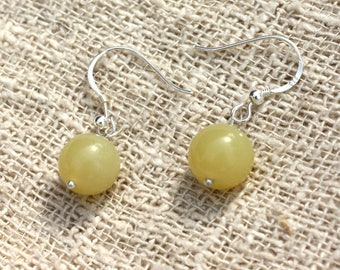 Earrings 925 sterling silver and lemon Jade 10mm
