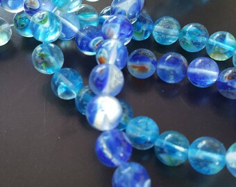 CLEARANCE - 80 beads millefiori silver leaves