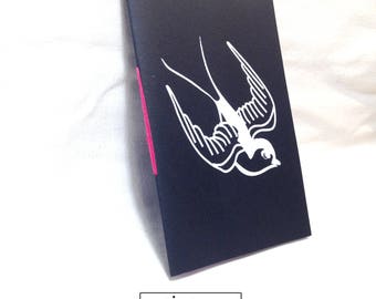 Handmade screen printed swallow book