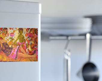Decorative magnet featuring daydreaming