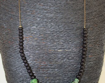Spray + chrysoprase gemstone necklace on twisted wire