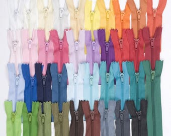 Set of 39 zipper closures coordinated 14 cm