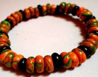 87 in colorful polymer clay Beads Bracelet