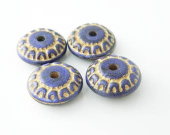 set 4 (l282) x 17mm purple rondelle bead