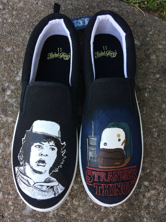 Hand painted Stranger Things shoes featuring