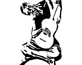 Pablo Picasso Print, The Guitarist 1903, Wall Art Prints, Art Print, Minimalist Print, Digital Print, Black & White, Pablo Picasso Poster